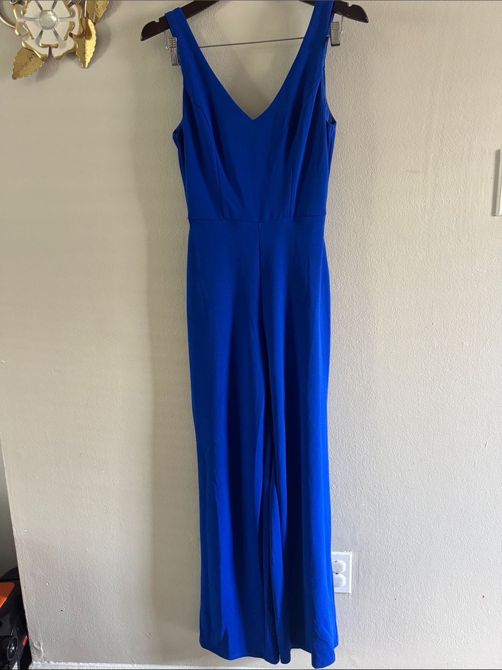 V-Neck Royal Blue Wide-Leg Jumpsuit